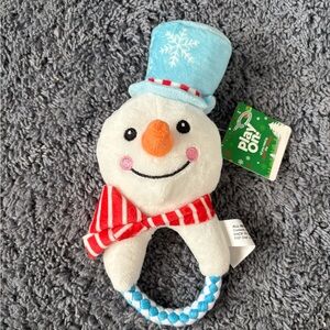 NWT Play On! puppy tug-a-war toy with a plush snowman